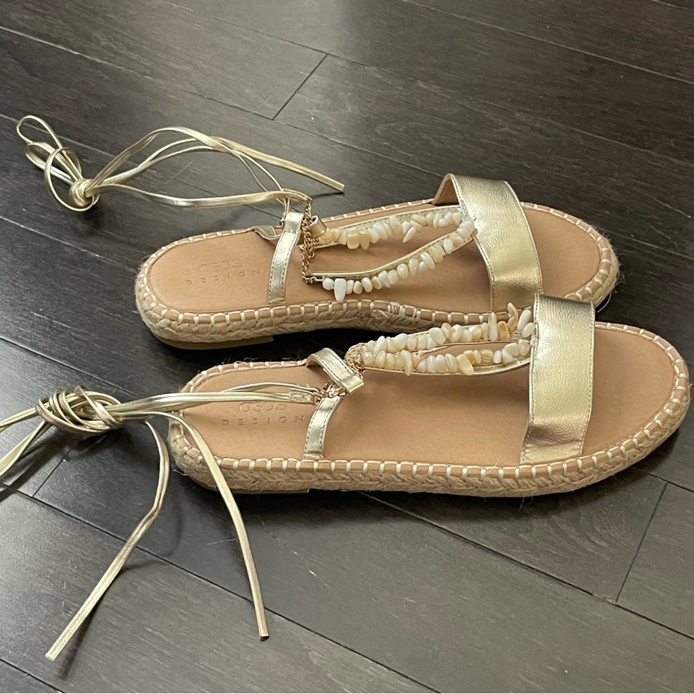NWT ASOS gold espadrille sandals